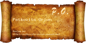 Petkovits Orion névjegykártya
